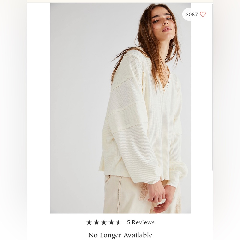 Free People Callisto Henley. Size XSmall. Ivory. EUC